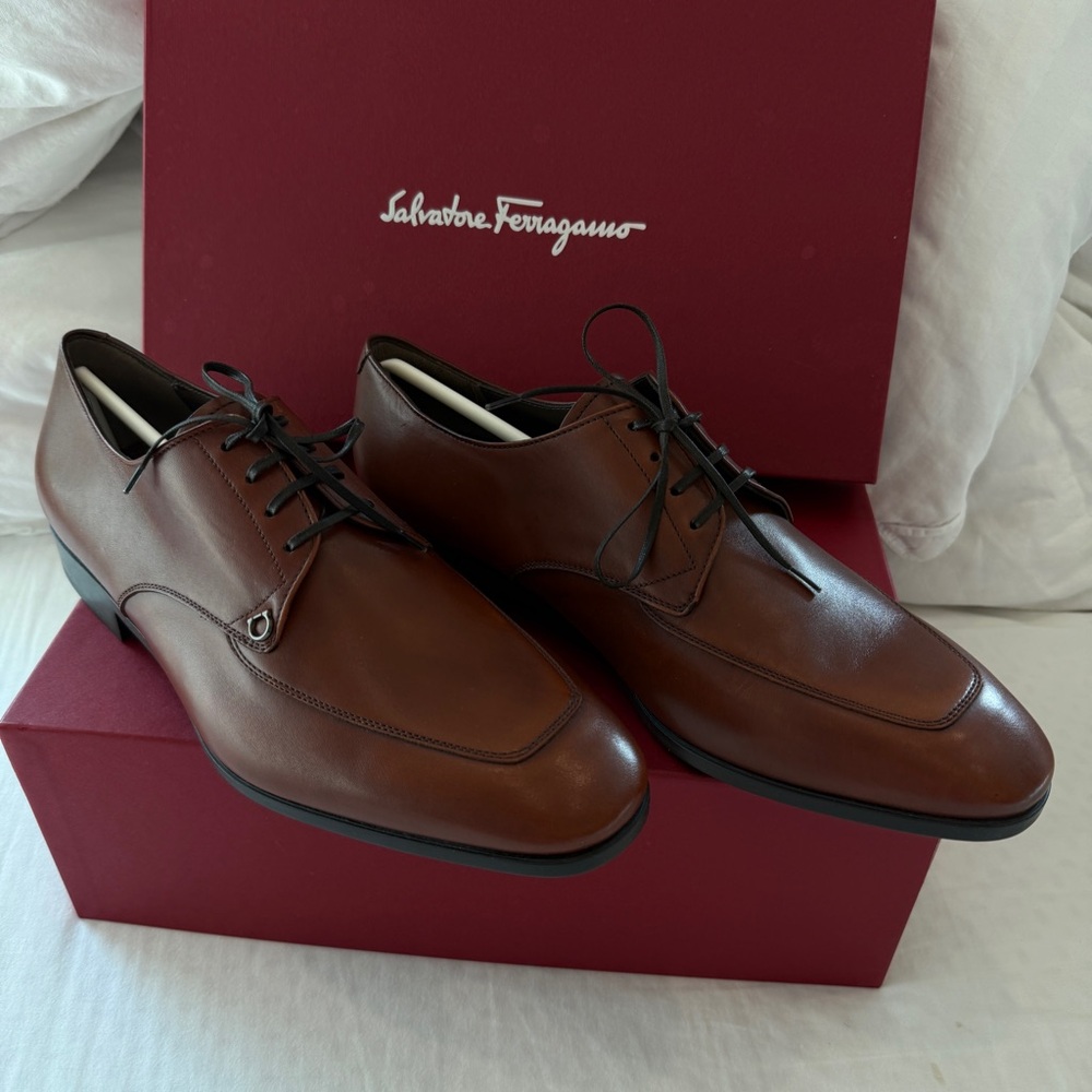 Ferragamo Tristano Men's Brown / Tan Leather Oxford Shoes